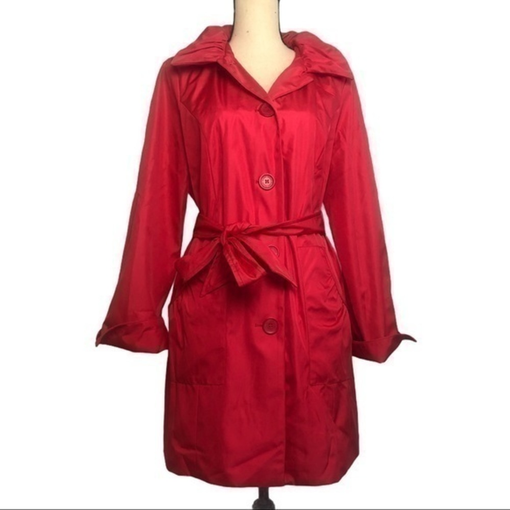 Dennis By Dennis Basso Red Trench Coat Size S